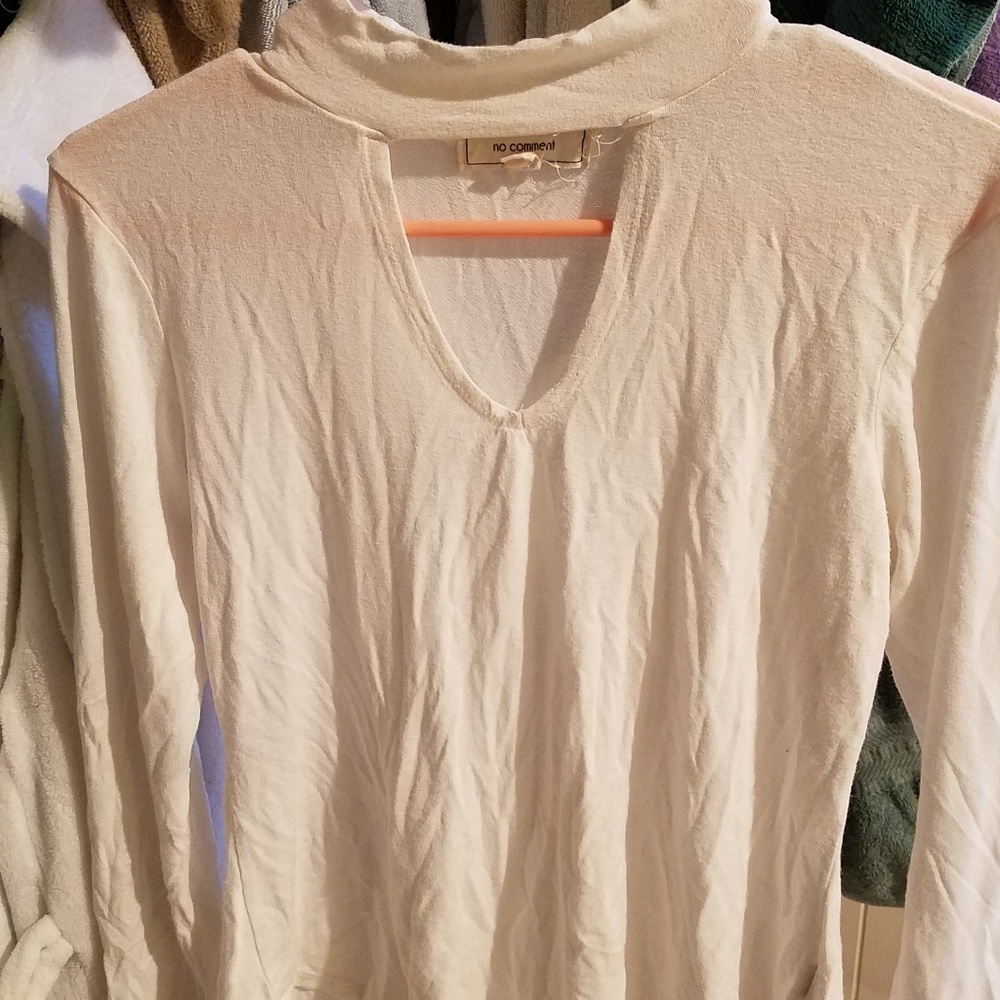 Sheer white faux turtleneck top